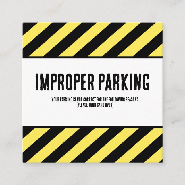 Parking Incorrectly Complaint Card, Funny Bad Park Fyrkantigt Visitkort (Framsida)