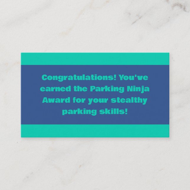 Parking Ninja Award Visitkort (Framsida)