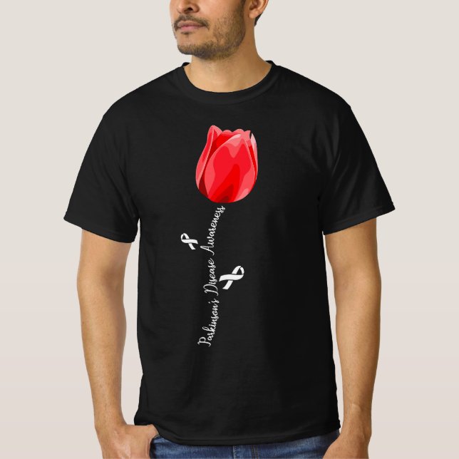 Parkinson Disease Awareness Tulip April Month  T Shirt (Framsida)