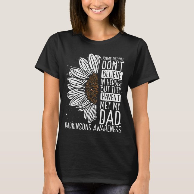 Parkinsons Awareness Ribbon Pappa Warrior T Shirt (Framsida)