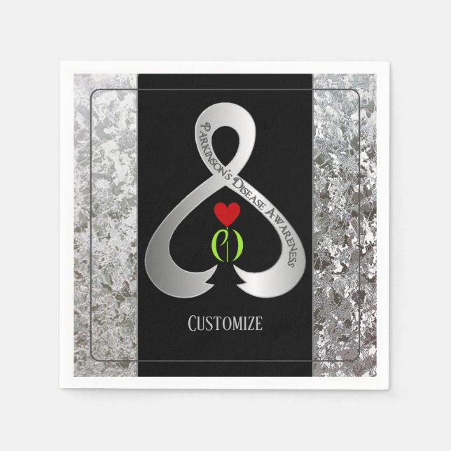 Parkinsons medvetandegrad Band Black och Silver 2 Pappersservett (Framsidan)