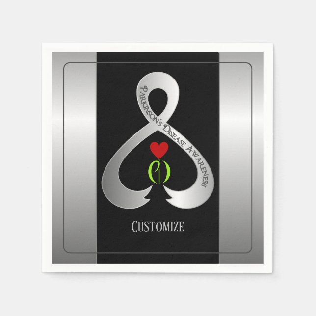 Parkinsons medvetandegrad Band Black och Silver Pappersservett (Framsidan)