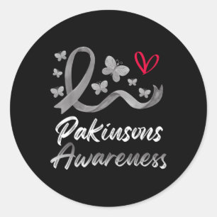 Parkinsons medvetenhet Ribbon Butterflies Heart He Runt Klistermärke