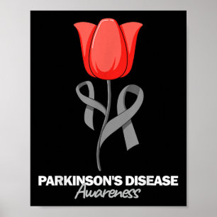Parkinsons sjukdom medvetenhet april månad röd tul poster