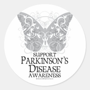 Parkinsons sjukdomfjäril runt klistermärke