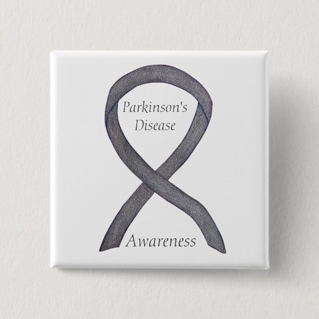 Parkinsons sjukdomskänsla Känsla till Ribbon Art P Knapp (Framsida)