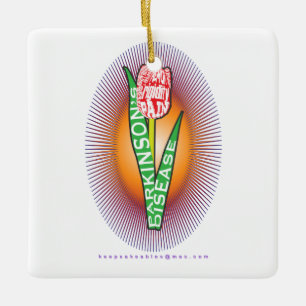 Parkinsons Symptom Red Tulip med sprängning Julgransprydnad Keramik