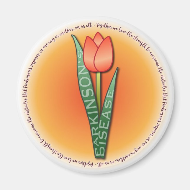 Parkinsons Tulip Round Strength Quote Magnet (Framsidan)
