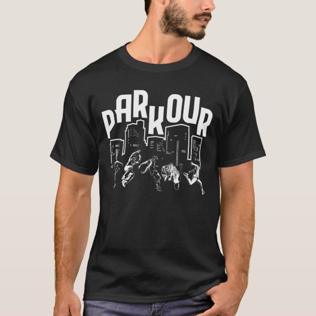 Parkour Älskare - Freerunning Backflip Jumping Run T Shirt (Framsida)