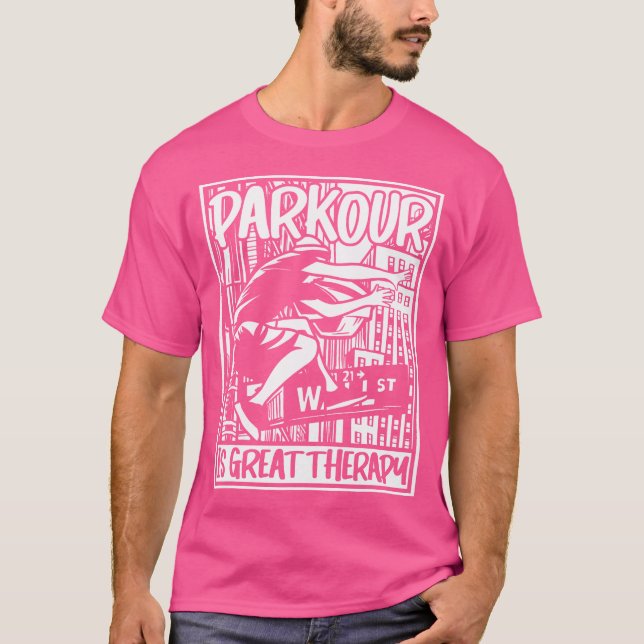 Parkour är bra terapi träningsvägg löpning traceur t shirt (Framsida)