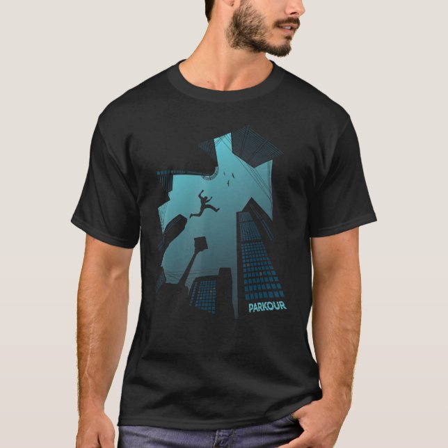 Parkour Byggnad Jump City Art T Shirt (Framsida)