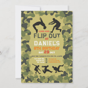 Parkour Dart Gun Roligt Aim Shoot Camo Birthday Inbjudningar