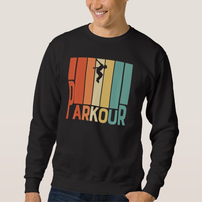 Parkour Free Runing Training Traceur Retro Sport Lång Ärmad Tröja (Framsida)