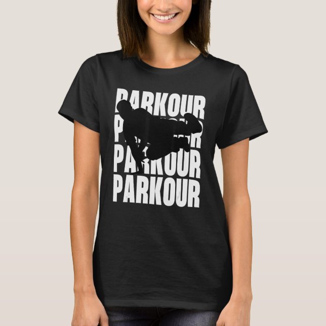 Parkour Freerunner Freerunning Traceur Bold Silhou T Shirt (Framsida)