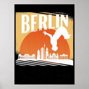 Parkour, freerunner, idrottsman i Berlinpresenten Poster