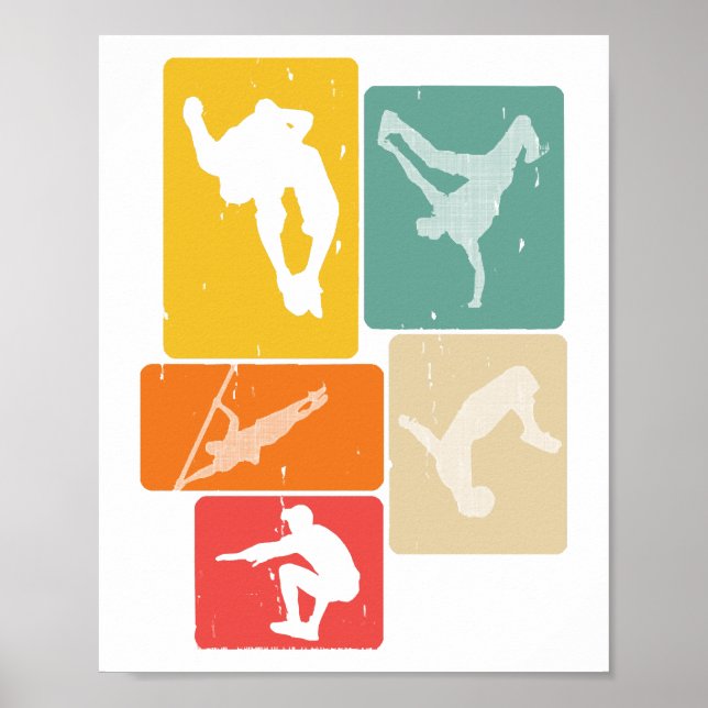 Parkour Freerunner Traceur Retro Freerunning Poster (Framsidan)