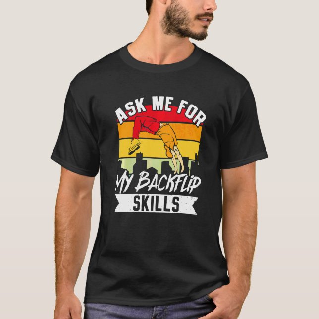 Parkour Freerunning Traceur Atlet Backflip Fråga M T Shirt (Framsida)