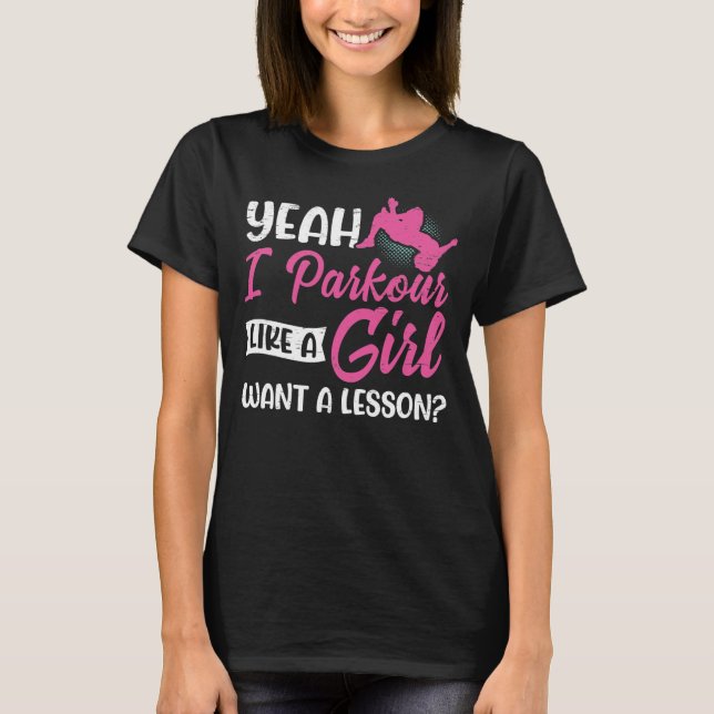 Parkour Girl Springa Jump Flip Freerunning Acrobat T Shirt (Framsida)