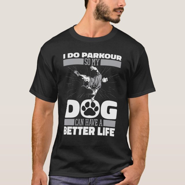 Parkour Hund Traceur Springer Free Running T Shirt (Framsida)
