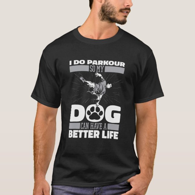 Parkour Hund Traceur Springer Free Running T Shirt (Framsida)