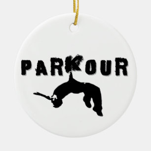 Parkour idrottsman julgransprydnad keramik