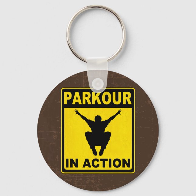 Parkour in action Signboard Nyckelring (Framsida)