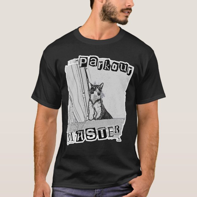  Parkour Master Funny Punk Kitty Design T Shirt (Framsida)