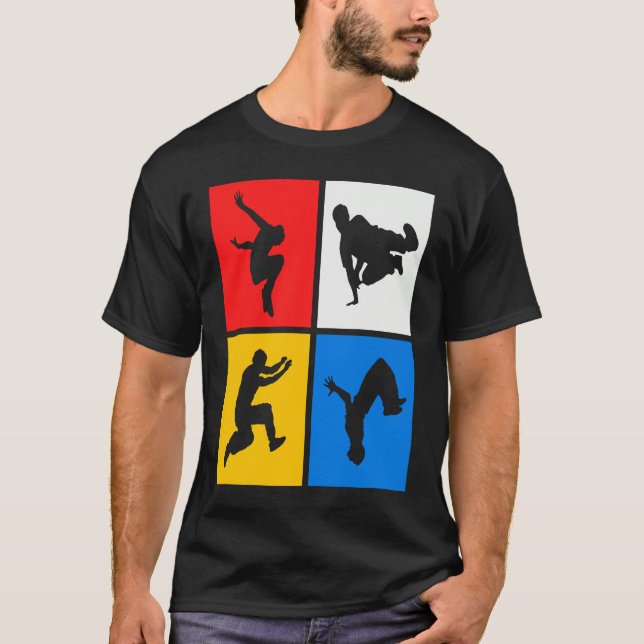 Parkour Retro Freerunning Freerunner Jumping T Shirt (Framsida)