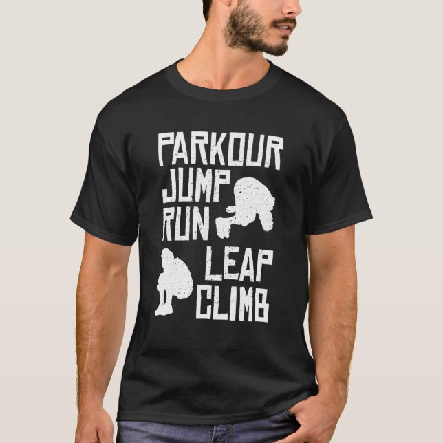 Parkour T Jump Springa Leap Klib T Shirt (Framsida)