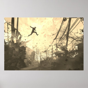 Parkour Urban Barstacle Course Modern Sepia Poster
