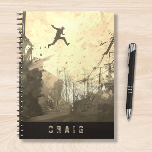 Parkour Urban Free Runing Free Styling Art Sepia Anteckningsbok