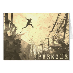 Parkour Urban Free Runing Free Styling Art Sepia Hälsningskort