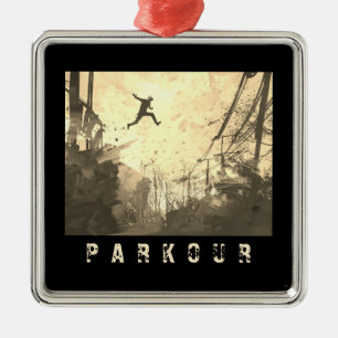Parkour Urban Free Runing Free Styling Art Sepia Julgransprydnad Metall
