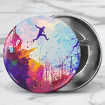 Parkour Urban Free Runing Freestyling Modern Art Knapp<br><div class="desc">En färgstark konstnärs intryck av att parkour utövas på en urbana bakgata.</div>