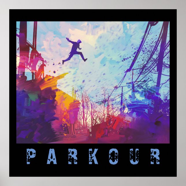 Parkour Urban Free Runing Freestyling Modern Art Poster (Framsidan)