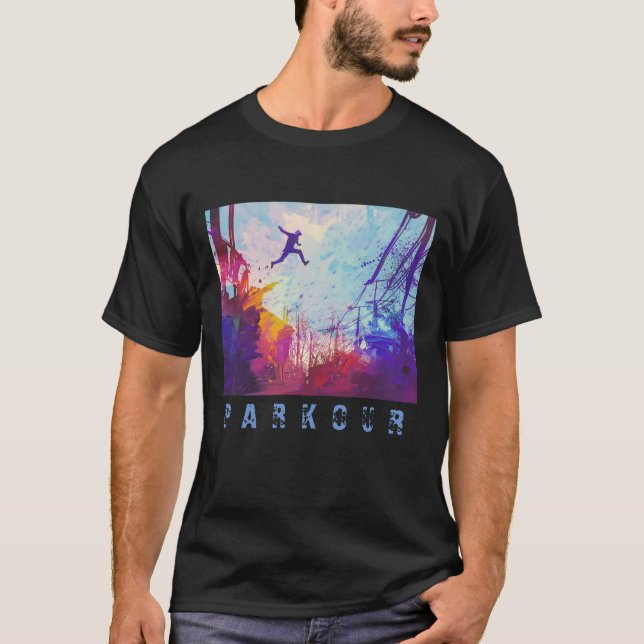 Parkour Urban Free Running Free Styling Art T Shirt (Framsida)