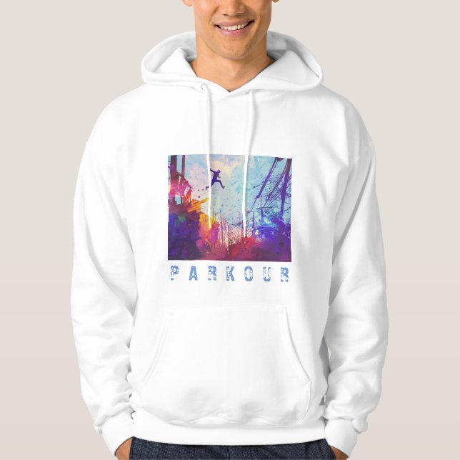 Parkour Urban Free Running Freestyling Art Sepia Hoodie (Framsida)