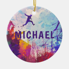 Parkour Urban Free Running Personlig Namn Julgransprydnad Keramik