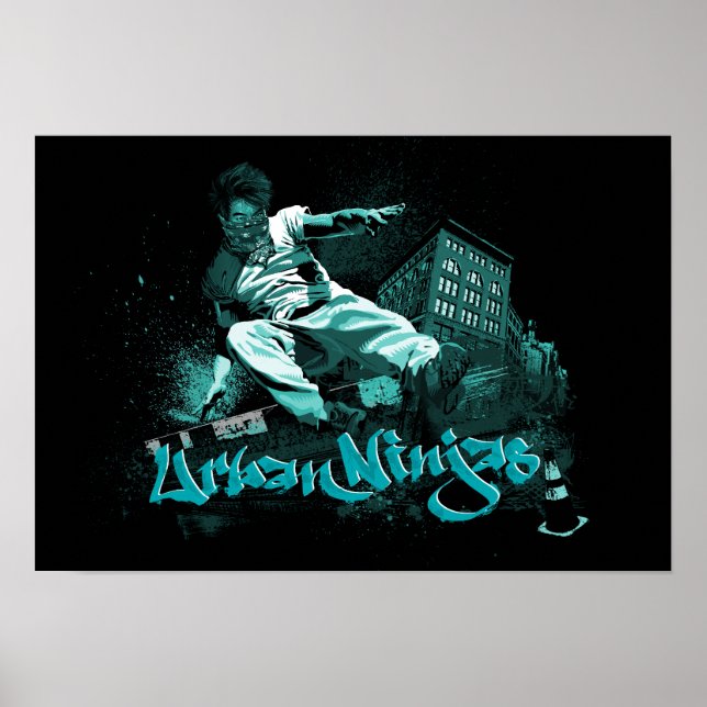 Parkour - Urban Ninjas Teal Poster (Framsidan)