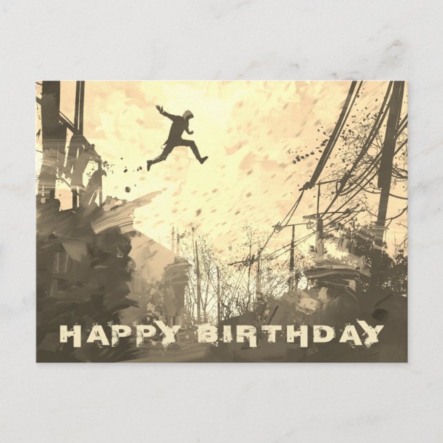 Parkour Urban obstacle Cours Modern Sepia Vykort (Framsida)