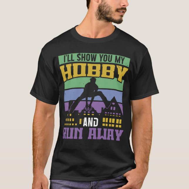 Parkour visa min hobby och springa iväg friidrott t shirt (Framsida)