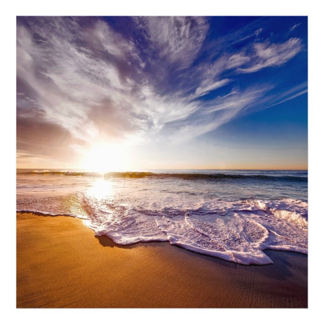 Parksjösolnedgång Sol Sollight Sand Kusten Fototryck (Framsidan)