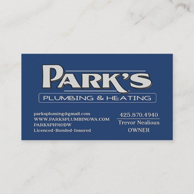 ParksPlumbing II Visitkort (Framsida)