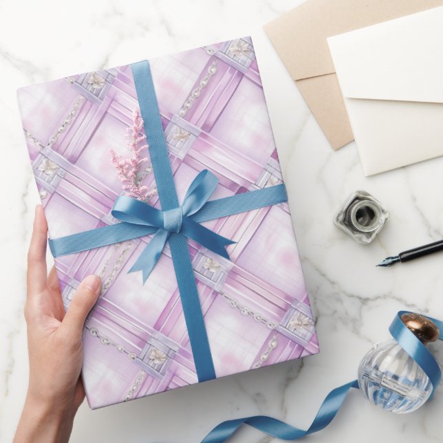 Pärl Lila Rosa Bröllopsdusch Presentpapper (Gifting)