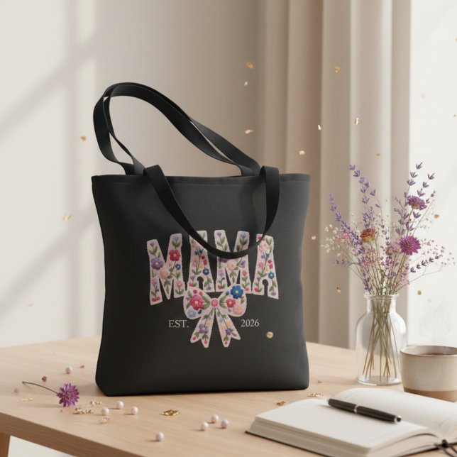 Pärla Blommig Varsity Mama Feminint Design Tygkasse (Skapare uppladdad)