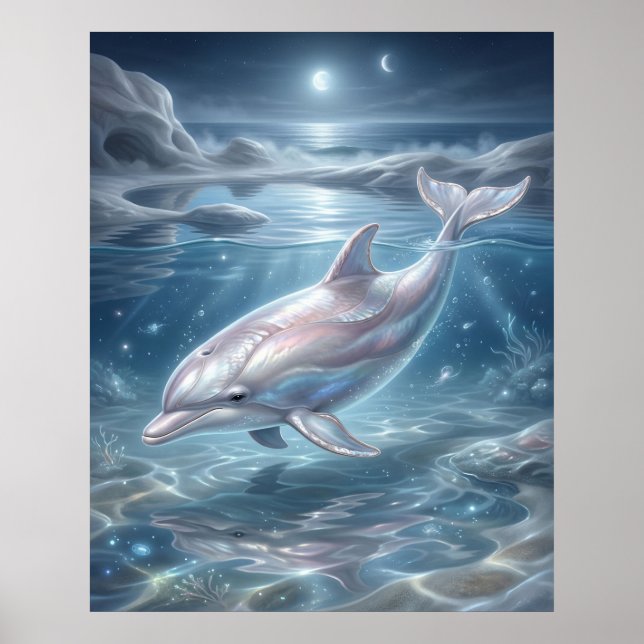 Pärla Delfin Månsken Poster (Framsidan)