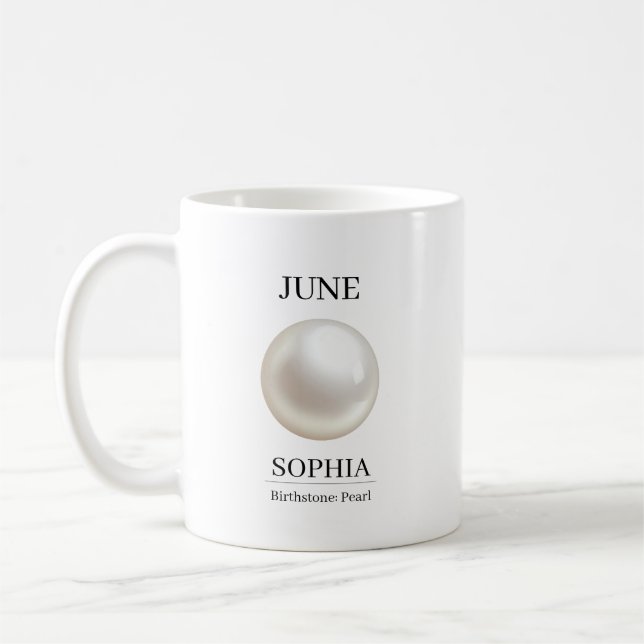 Pärla Födelsedags Namn Juni Födelsesten Kaffemugg (Vänster)