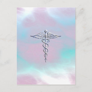 Pärla för mor för symbol för lik Caduceus för krom Vykort