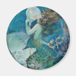 Pärla för vintagesjöjungfruinnehav magnet