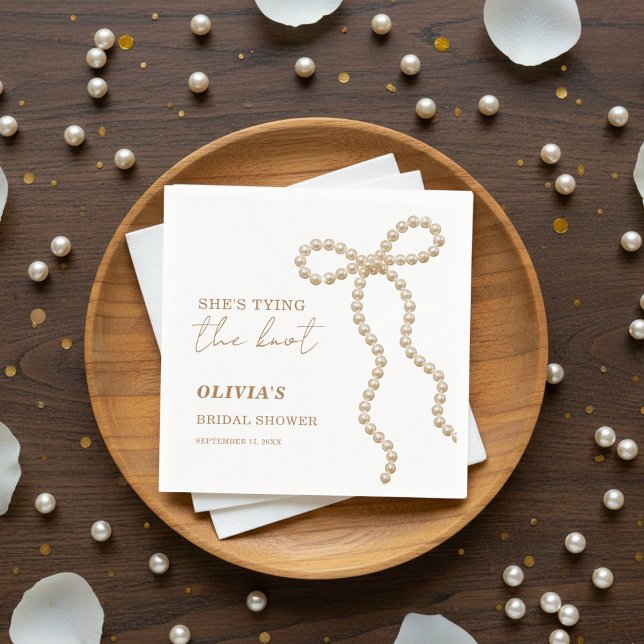 Pärla Hon knyter knuten Båge Bröllopsdusch Pappersservett (Skapare uppladdad)